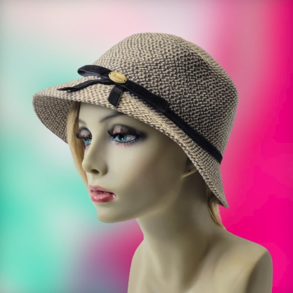 Brown Beige Chenille Braid Fall Dress Hat Casual Hat- One Size- Adjustable
